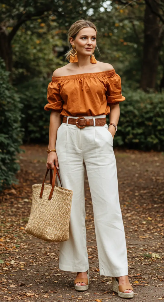 Linen Pants and Off-Shoulder Top