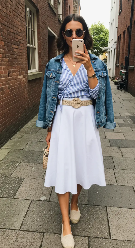 Wrap Top and A-Line Midi Skirt