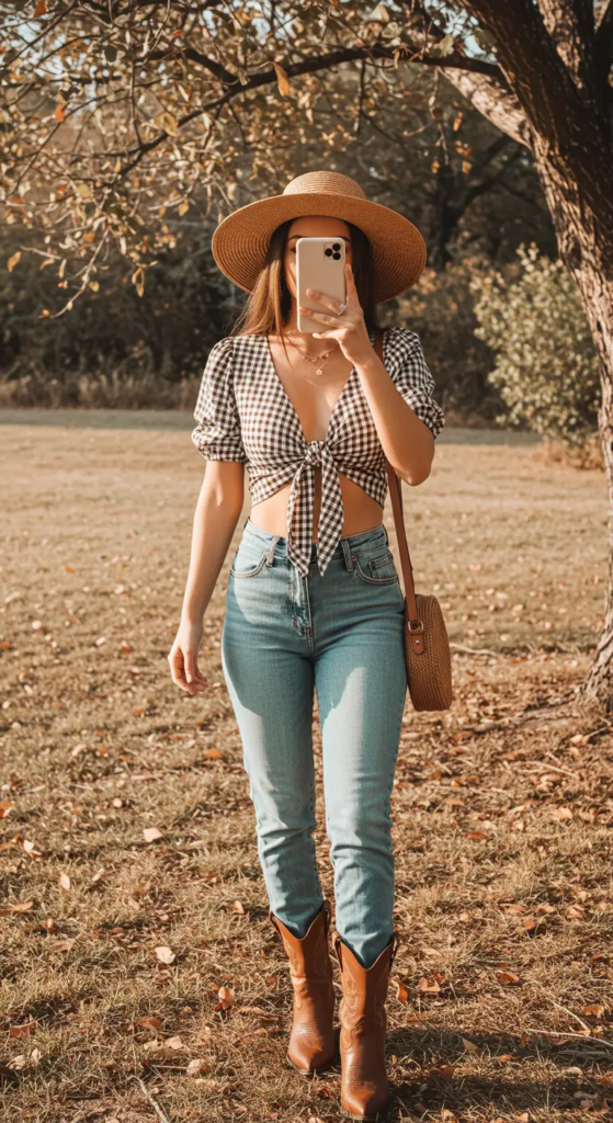 Tie-Front Crop Top and High-Waisted Jeans