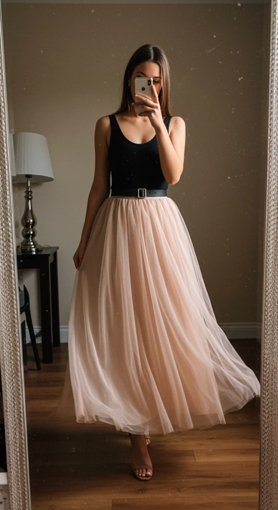Tulle Maxi Skirt and Fitted Bodysuit