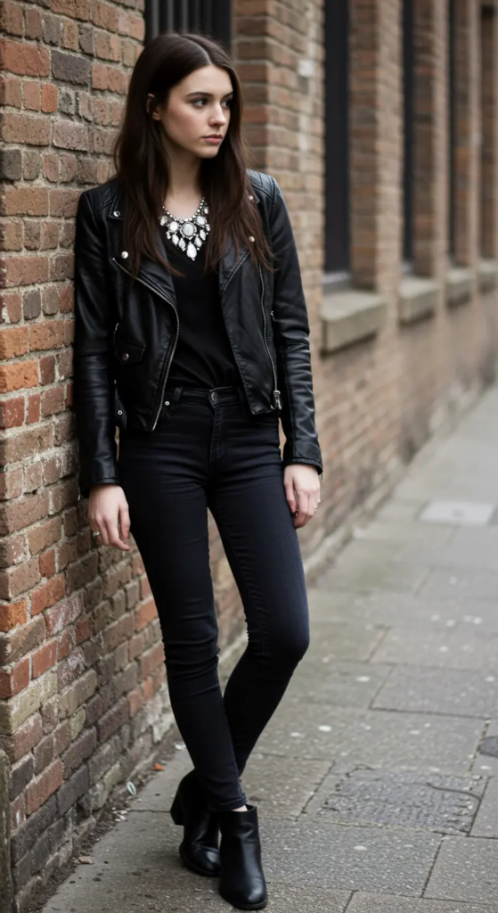 Leather Moto Jacket and High-Waisted Jeans