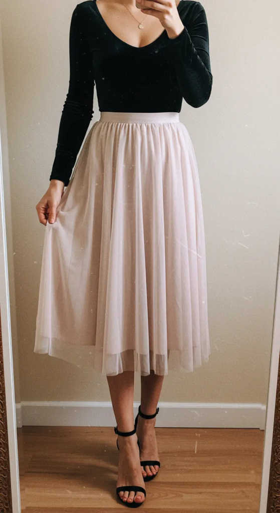 Velvet Bodysuit and Tulle Skirt