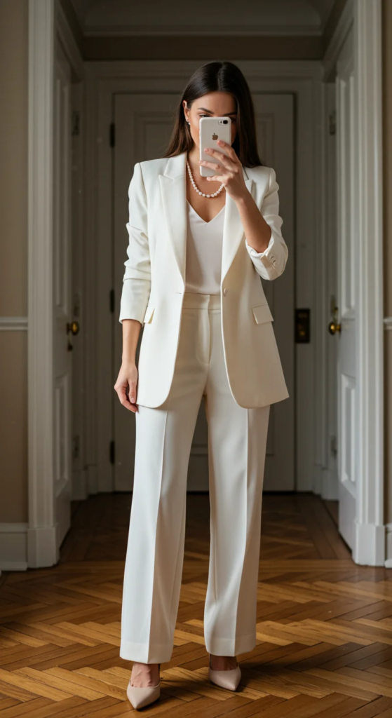 Tailored White Pantsuit