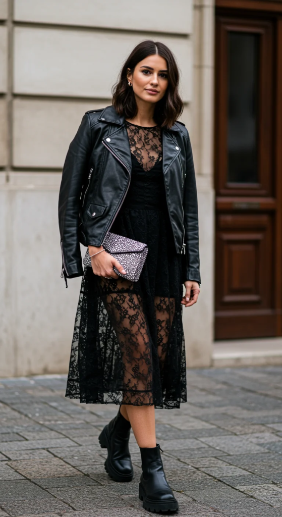 Leather and Lace Contrast