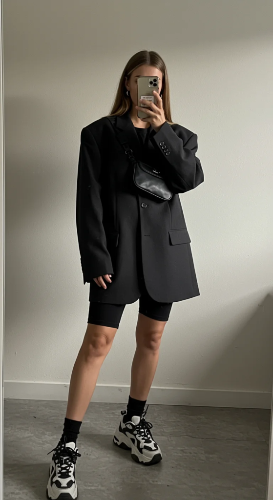 Oversized Blazer and Bike Shorts