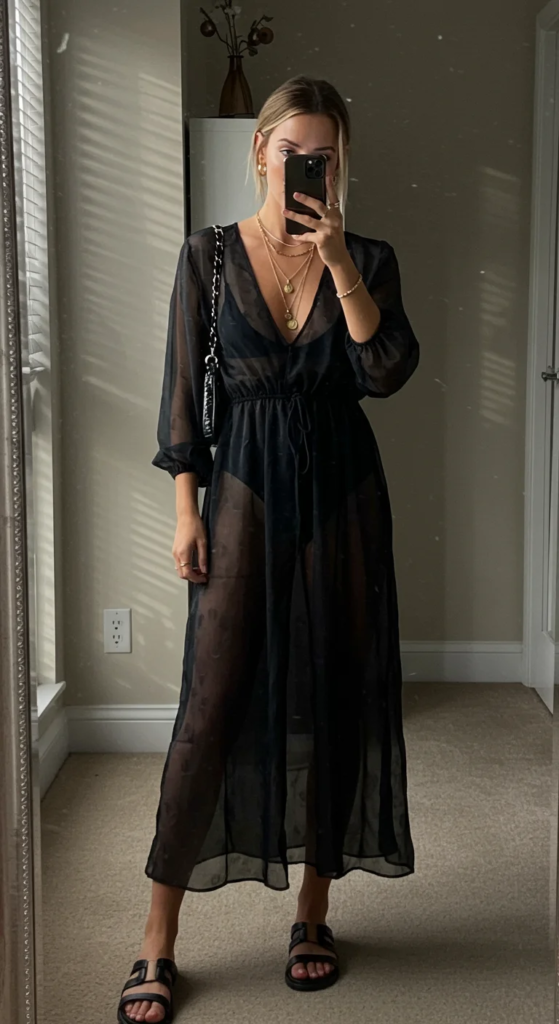 Sheer Overlay Dress with Bodysuit