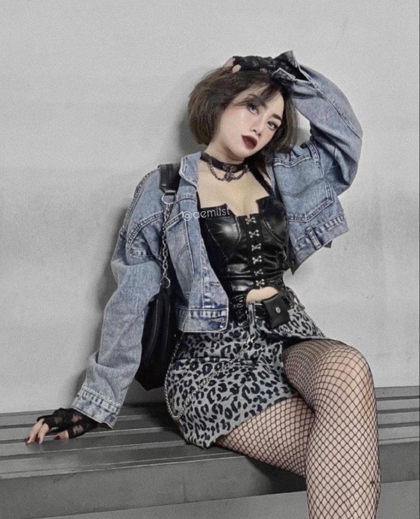 Denim Jacket with Leather Corset