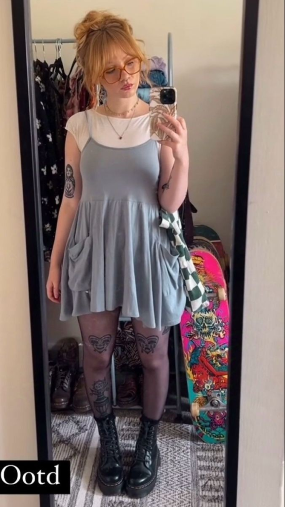 Soft Dress with Combat Boots