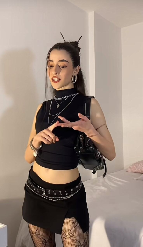 Edgy Black Crop Top with Chains