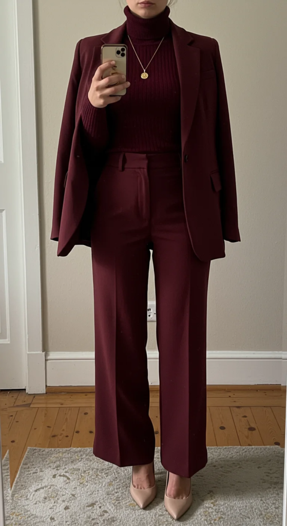 Monochrome Magic: Head-to-Toe Burgundy