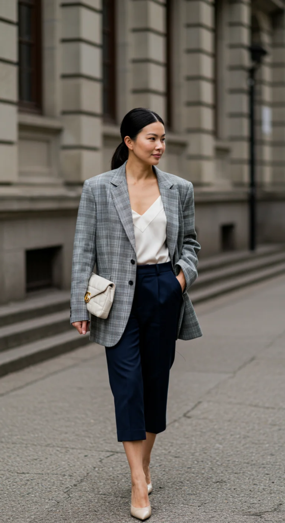 Cropped Trousers and Oversized Blazer