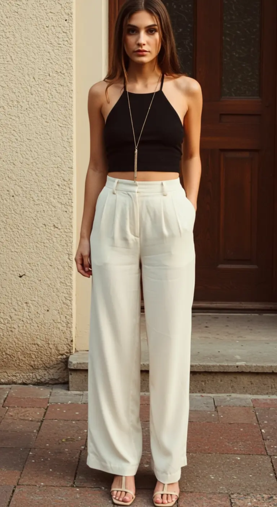 Wide-Leg Pants and Crop Top