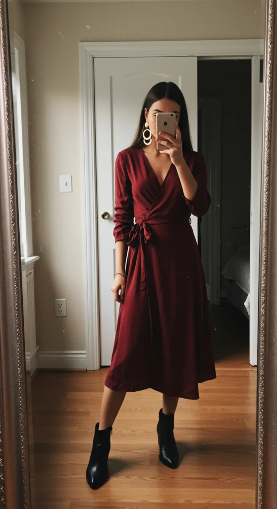 Wrap Dress and Ankle Boots