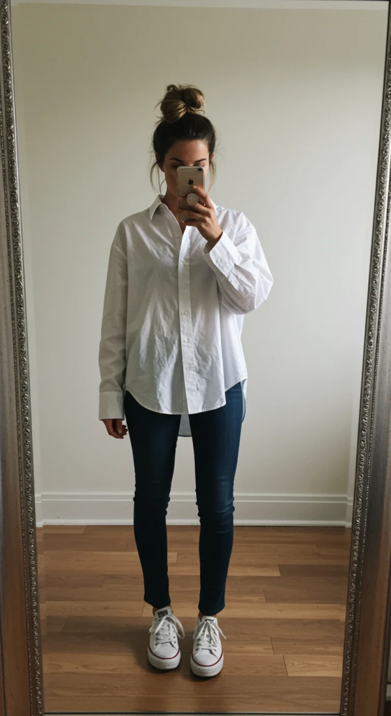 Monochrome Magic: White Tee and Wide-Leg Trousers