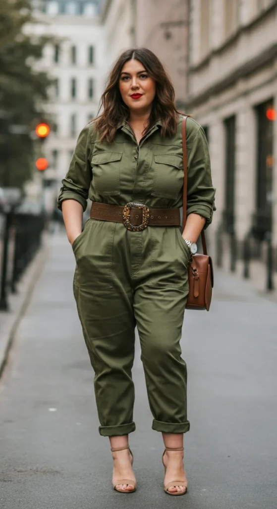 Utility Jumpsuit with Statement Belt