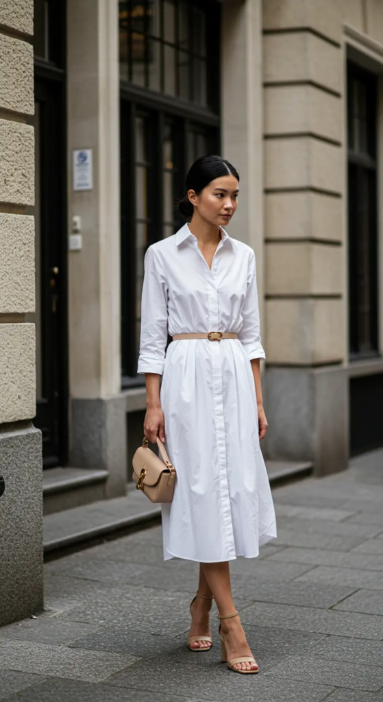 Structured Simplicity: Belted Shirt Dress