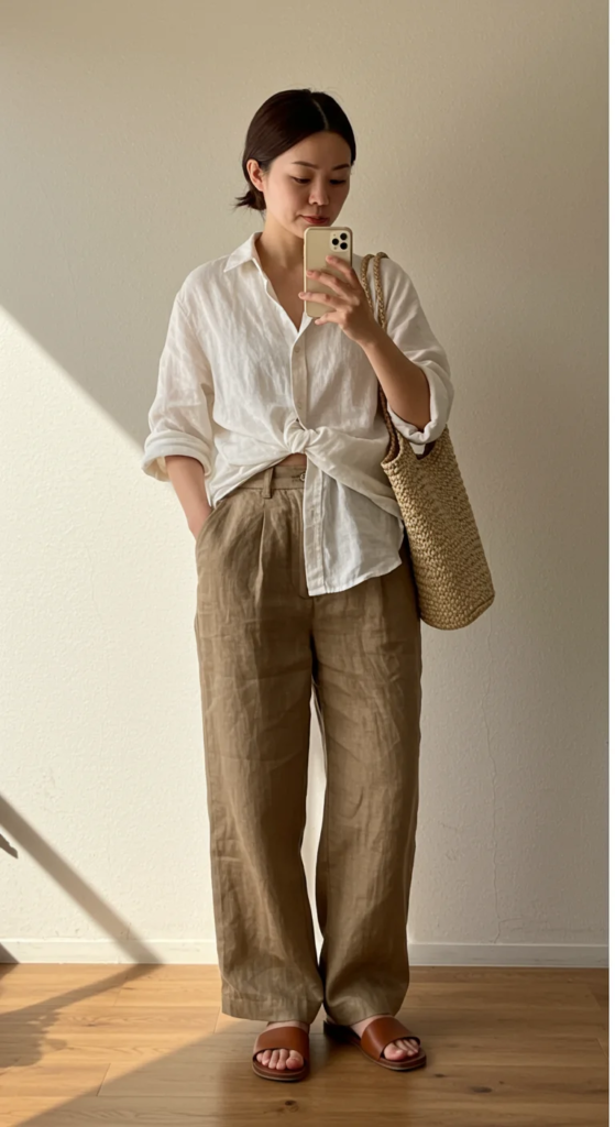 Linen Lover: Oversized Shirt and Wide-Leg Pants