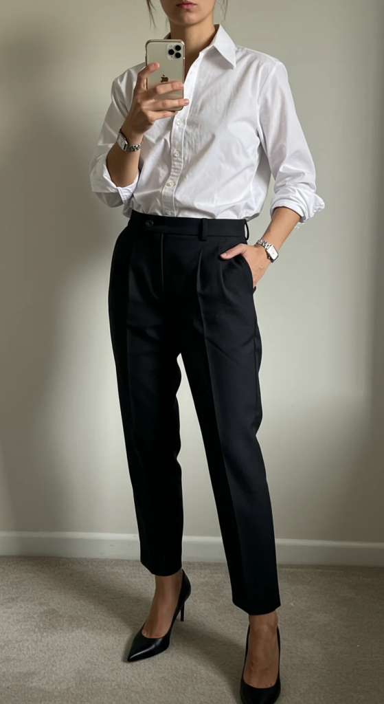 Classic Combo: White Button-Down and Black Trousers