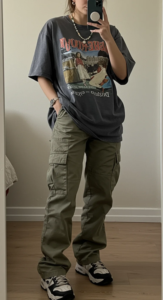 Oversized Graphic Tee and Cargo Pants