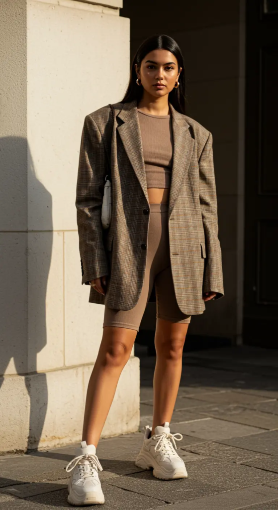 Oversized Blazer and Bike Shorts