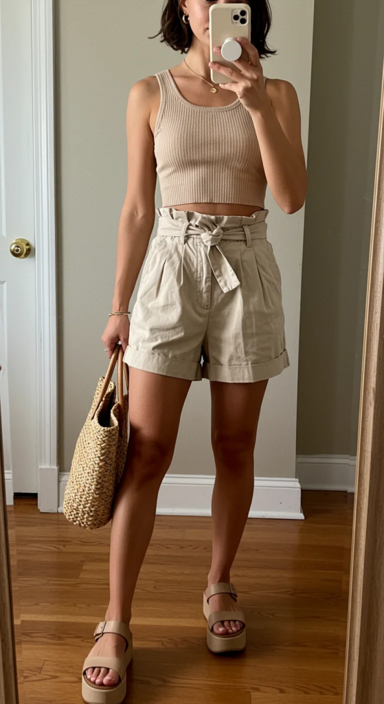 Cropped Tank and Paper Bag Shorts