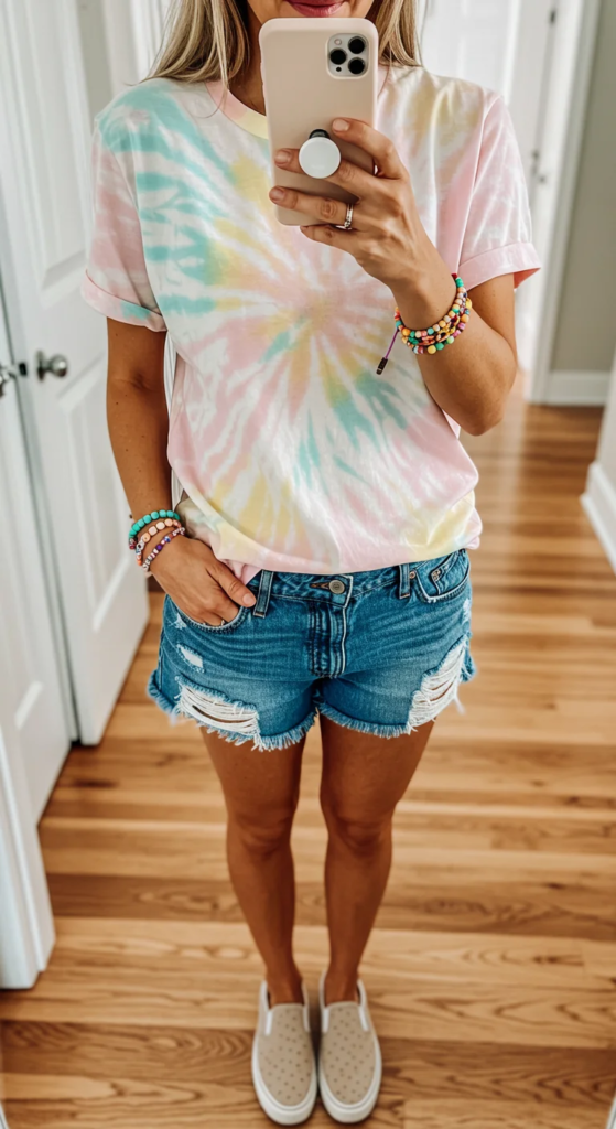 Tie-Dye Tee and Denim Cutoffs