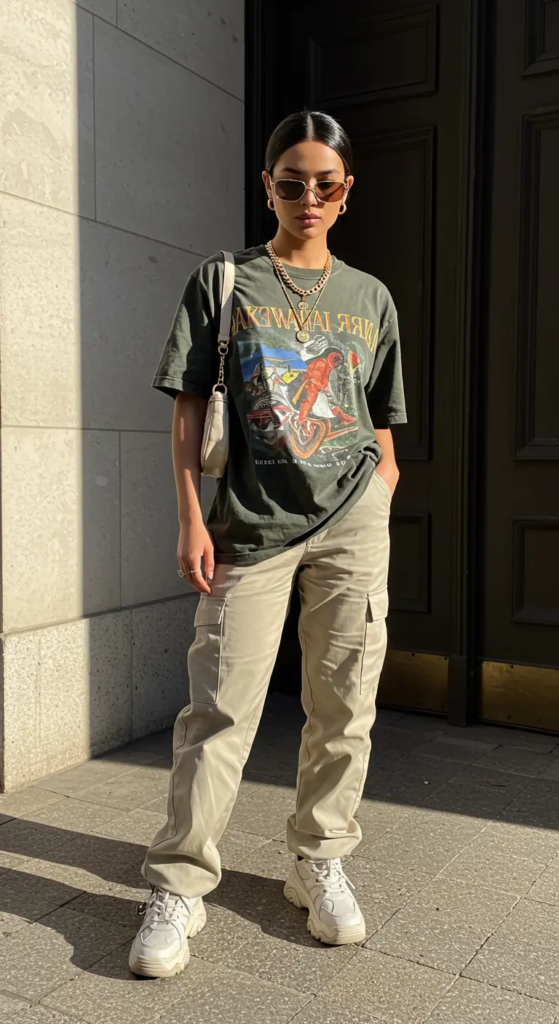 Oversized Graphic Tee and Cargo Pants