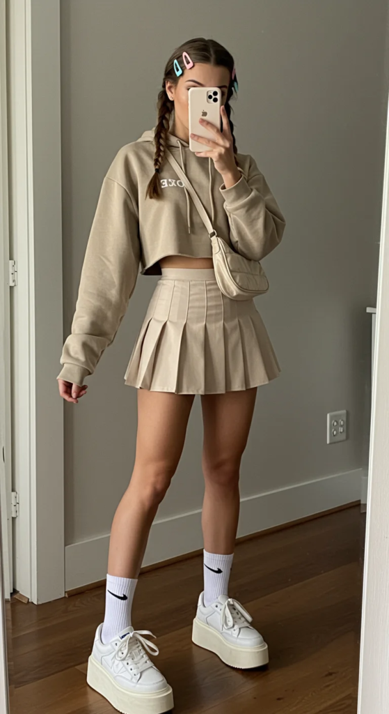 Cropped Hoodie and Tennis Skirt
