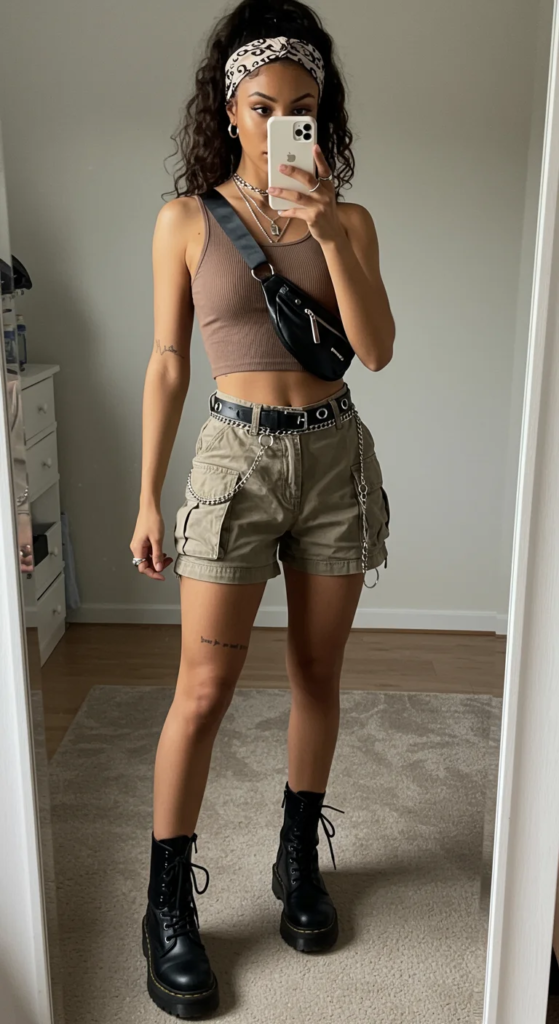 Cropped Tank and Cargo Shorts