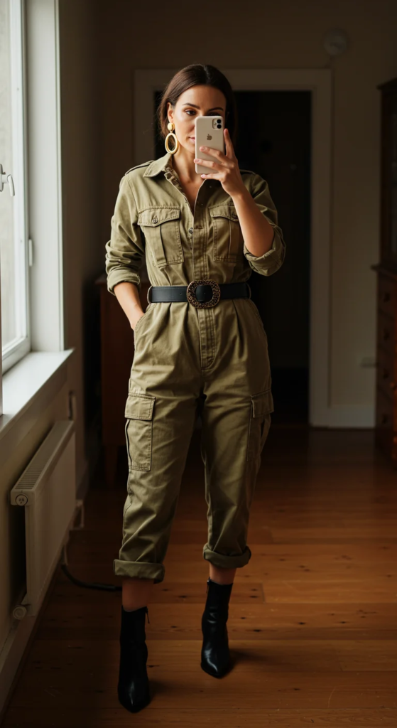 Utility Jumpsuit and Statement Belt