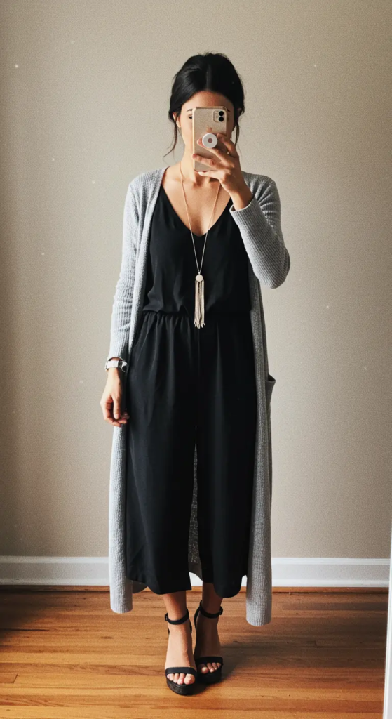 Culotte Jumpsuit and Duster Cardigan