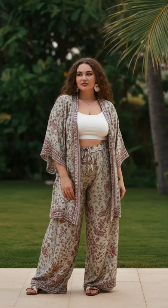 Printed Palazzo Set with Minimalist Accessories