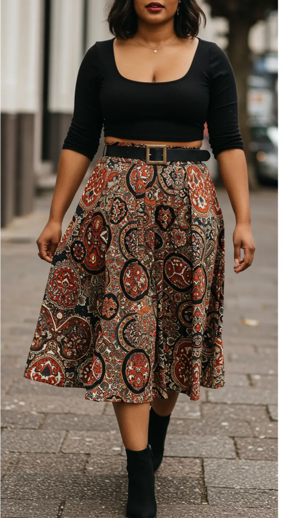 Crop Top and High-Waisted Skirt