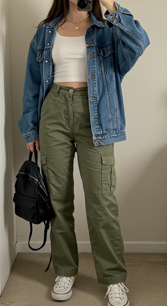 Cargo Pants and Cropped Tank Top