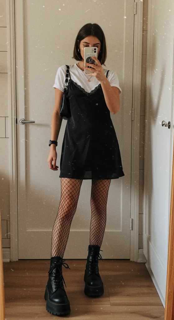  Slip Dress and Combat Boots