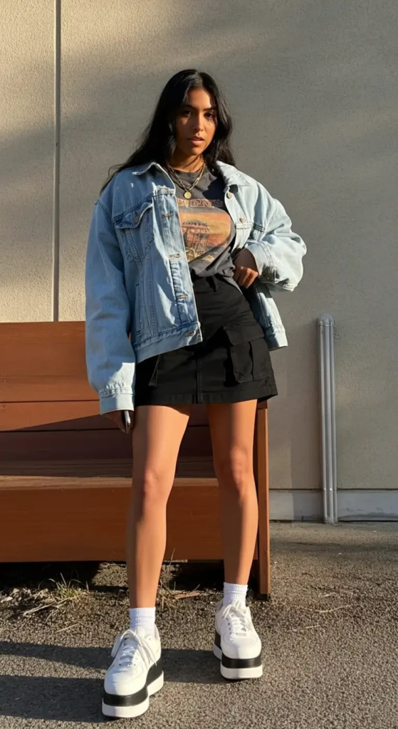 Denim Jacket and Cargo Mini
