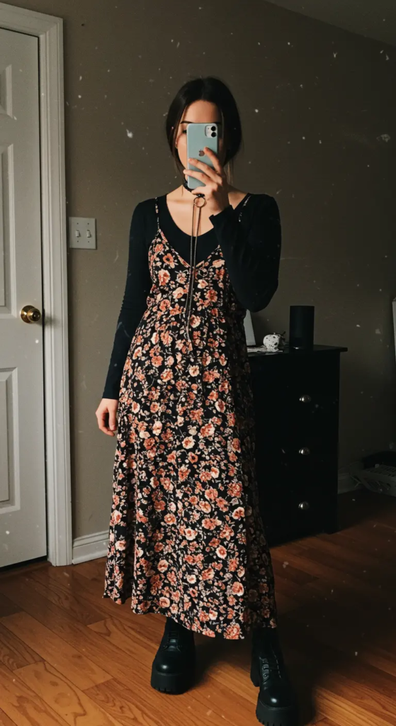 Maxi Dress and Chunky Boots