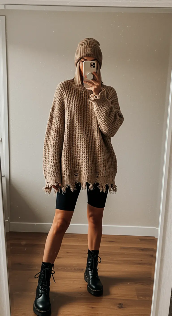 Oversized Sweater and Bike Shorts