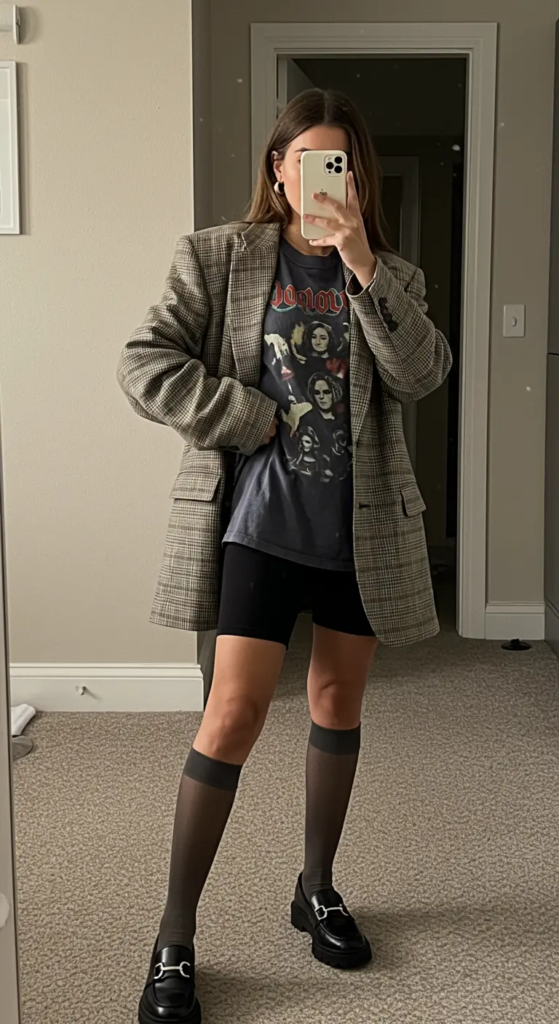 Oversized Blazer and Bike Shorts