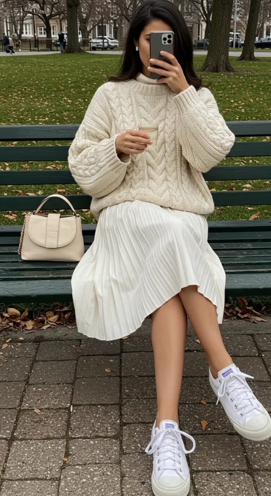  Pleated Tennis Skirt and Oversized Sweater