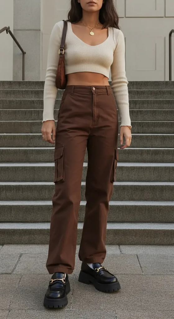 Crop Top and High-Waist Cargo