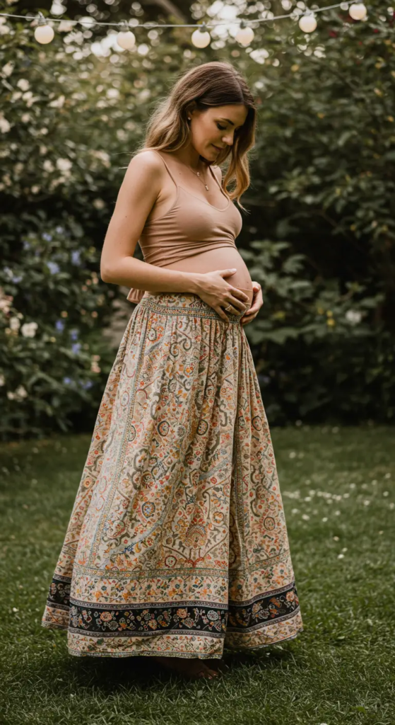 Bohemian Maxi Skirt with Crop Top