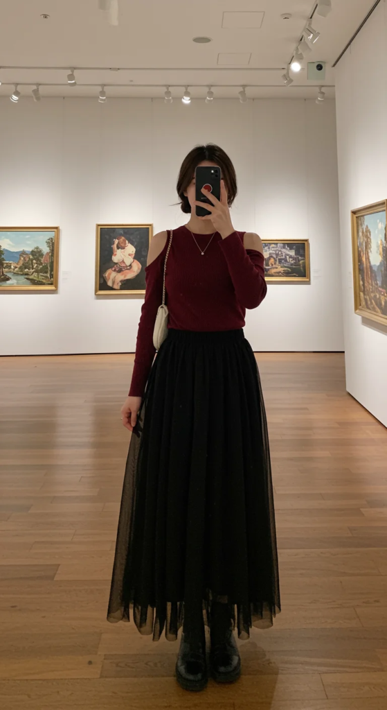 Cold-Shoulder Top with Maxi Skirt