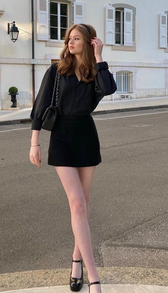 Classic Black Mini with Platform Heels