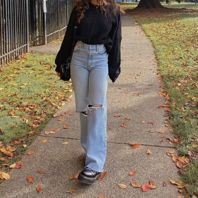 Cozy Knit and Wide-Leg Denim
