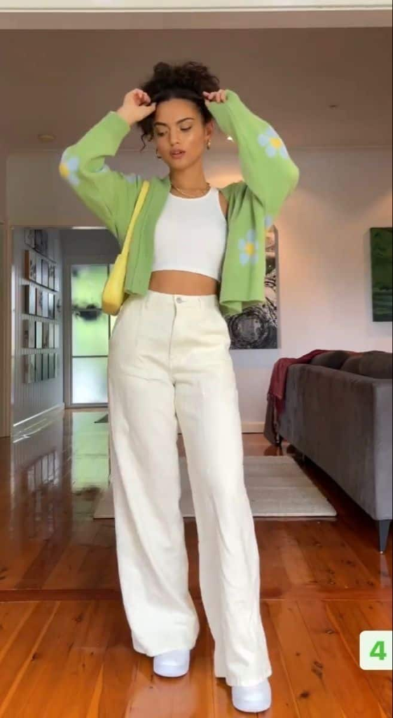Floral Cardigan and Wide-Leg Pants