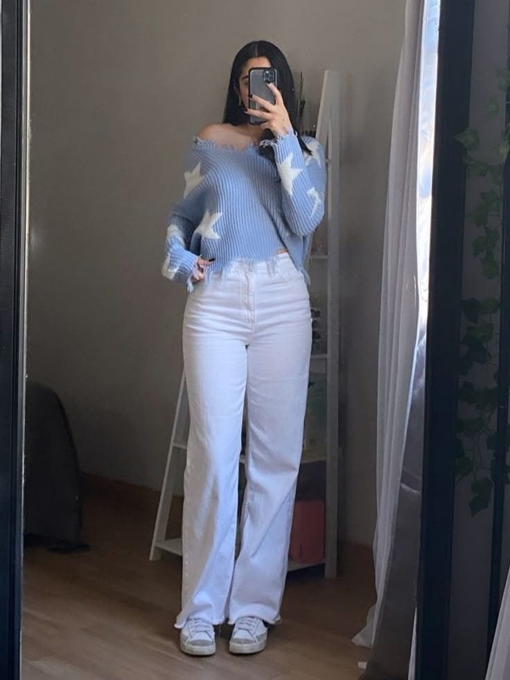 Sky-High Sophistication with White Denim