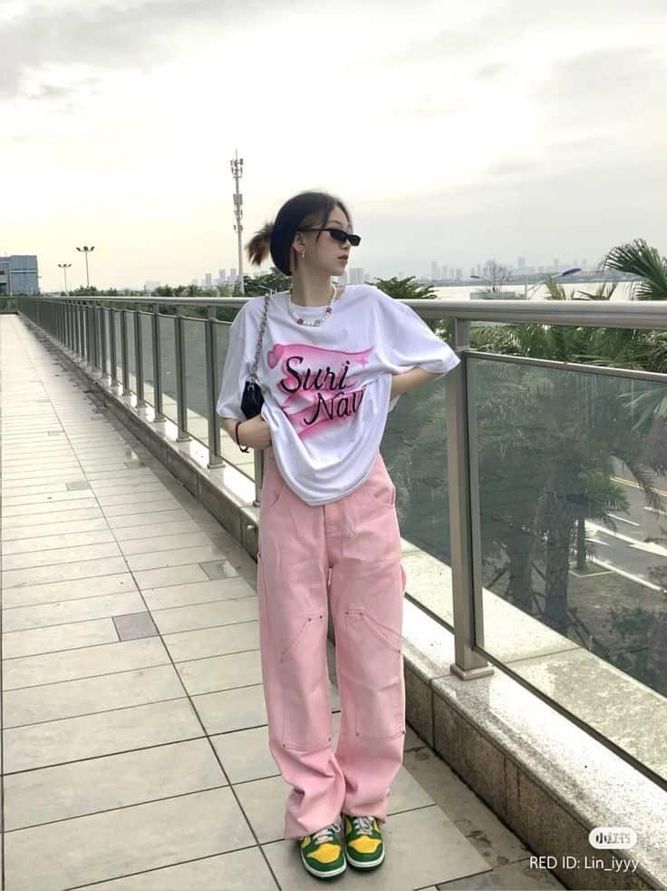 Pastel Pink and Graphic Tee Combo